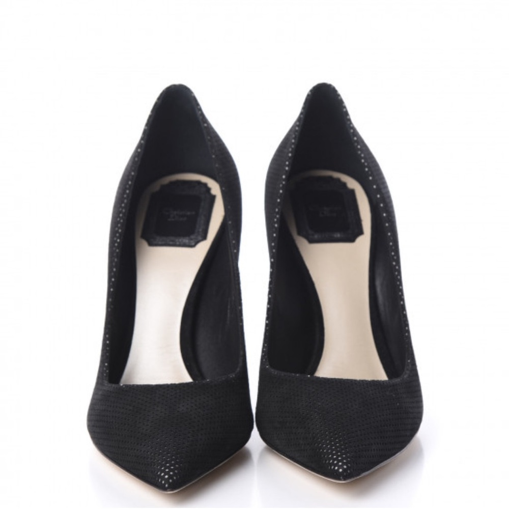 Dior Cherie Pointy Pump Perforated Black Suede 100mm heel ASO Claire Underwood - Picture 3 of 14